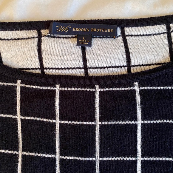 Brooks Brothers 346 black and white window pane sweater, size large, 100% cotton - Picture 8 of 12